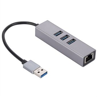 USB-A till RJ45 Ethernet+3xUSB 3.0-portsadapter USB 3.0 till 10/100/1000 Mbps nätverks-LAN-kabelomvandlare