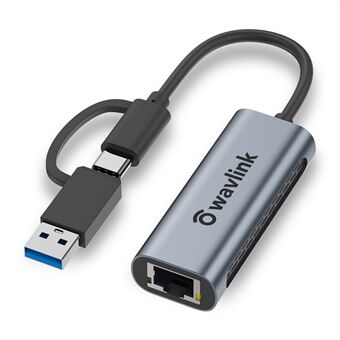 WAVLINK NWU330GCA 2.5G USB-C till RJ-45 Ethernet-adapter 2-i-1 nätverkskonverterare