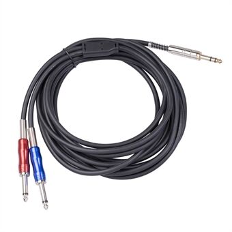BLS0201 1/4 tum (6,35 mm) TRS Stereo Y-Splitter Insert Kabel 1/4 tum hane Jack till Dual 1/4 tum hane TS Mono Breakout Cable Audio Patch Kabel 1,8 m