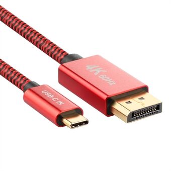 2m / 6ft USB C till DP-kabelomvandlare 4K 60Hz USB-C till DisplayPort-adapter Kabel Dataöverföring kompatibel med Thunderbolt 3