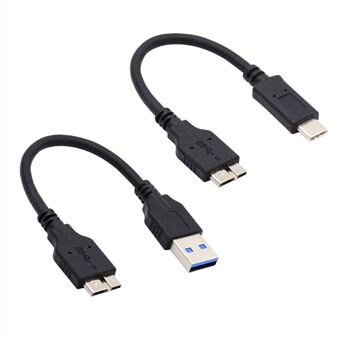 UC-140 2st / Set 15 cm USB 3.1 Typ-C till Micro 3.0 och USB 3.0 Typ-A hane till Micro 3.0 B hane disk SSD-datakabel