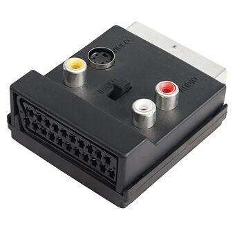JUNSUNMAY 21-stifts Scart hane till hona S-Video 3 RCA Adapter Switchable In Out Audio Converter