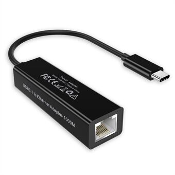 CHOETECH HUB-R01 USB-C till RJ45 10/100/1000 Mbps Ethernet-adaptersladd Nätverk Nickelpläterad kontakt