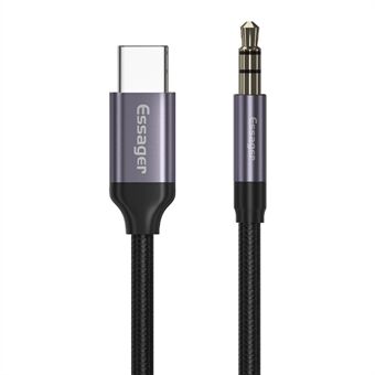 ESSAGER E02 USB C till 3,5 mm uttag AUX-kabel DAC Type-C ljudsladd för bilhögtalare hörlurar extra adapterkabel