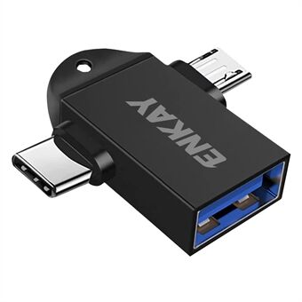 ENKAY HAT PRINCE ENK-AT112 Type C+Micro USB 2 in 1 OTG Adapter High Speed USB 3.0 Converter for Computer Extension Header