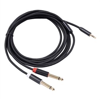 2 Mono 6,35 jack till 3,5 hanljudkabel 3,5 mm till dubbel 6,35 mm Aux-kabel 3M för telefon till mixerförstärkare