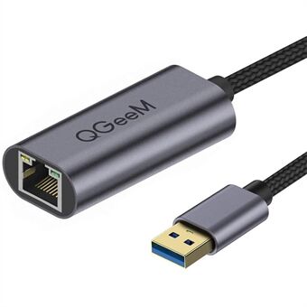QGEEM UA05-A USB 3.0 till Gigabit Ethernet-adapter USB till RJ45 LAN Wired Converter Kompatibel med Nintendo Switch Wii MacBook Alla USB-enheter