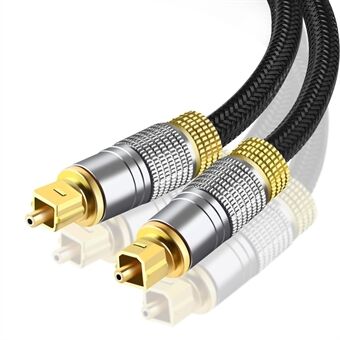 5 m digitalt fiberoptiskt ljud SPDIF-kabel DVD-TV 24K guldpläterad kontakt Toslink nylonflätad tråd för högtalare (gängtyp)