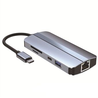 2206 för MacBook 9-i-1 Type-C Multi-Interface Hub Splitter HD+USB3.0+USB2.0+PD+USB-C+RJ45+SD+TF-kortplatser Adapter Dockningsstation