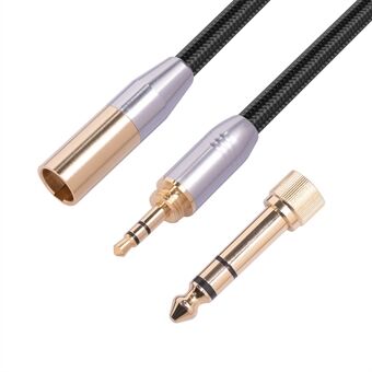 3,5 mm hane till MINI XLR 3PIN kabelset med 6,35 mm adapter 3,5 mm+6,35 mm ljudkabel kompatibel med 3,5 mm+6,35 mm ljudenheter