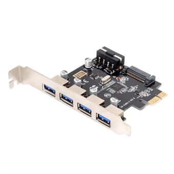 4 portar PCI-E till USB 3.0 HUB PCI Express expansionskortadapter 5Gbps för moderkort