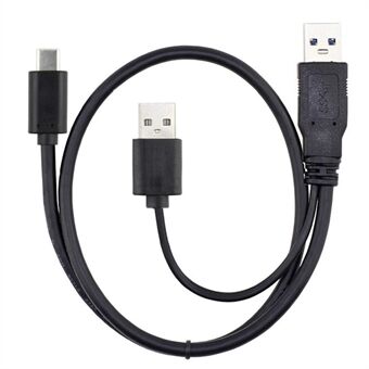 CY UC-125 USB Type-C till USB 3.0 Hane & USB 2.0 Dual Power Data Y-kabel för bärbar dator och hårddisk