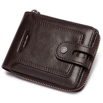 HUMERPAUL BP948-s Vintage myntväska RFID-spärrkortsväska för män Kort plånbok med dragkedja i toppskikt av kohud