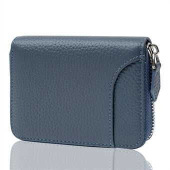 ZS-BO261 Kvinnor Kort plånbok RFID Blockerande Kohud Läder Korthållare Väska Blixtlås Myntväska