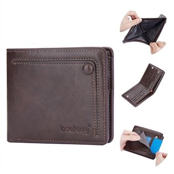 BAELLERRY D3243 PU Läder Bifold-plånbok Kort horisontell plånbok Dragkedja Kortfodral Hållare Kortorganisatör