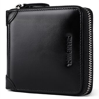 CHANPINCL CLQ375C Vaxaktigt läder Kontantkorthållare Väska Dragkedja Myntväska RFID-blockerande horisontell kort plånbok