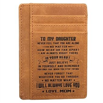 AP156 till min son/dotter Minimalistisk plånbokspresent från pappa/mamma RFID-blockerande kohudsläder framficka kortväska