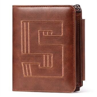 SUNICETY Broderidesign Trifold-plånbok för män, flera kortplatser PU-läder Kontantpengarförvaringsväska Kortbärväska