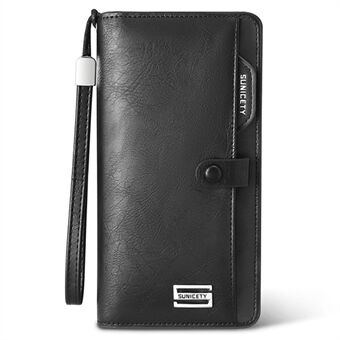 SUNICETY Lång plånbok för män RFID-blockerande kortförvaringsväska Pengar Kontanter Myntbärväska Mobiltelefon Clutchväska