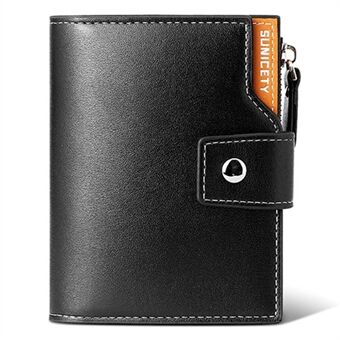 SUNICETY Tvåfärgad plånbok RFID-blockerande PU-läderkort förvaringspåse Stöldskydds blixtlåsficka Kontanter Pengarhållare Myntväska