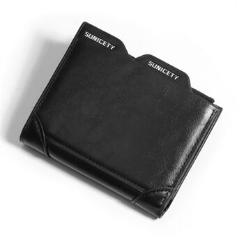 SUNICETY RFID-spärrplånbok för män, förvaringsväska av PU-läderkort med dragkedja Cash Money Bärväska med dragkedja