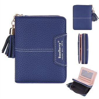BAELLERRY N1859 Kvinnor Bi-fold kort plånbok PU läder Organ Card Bag med tofs dragkedja