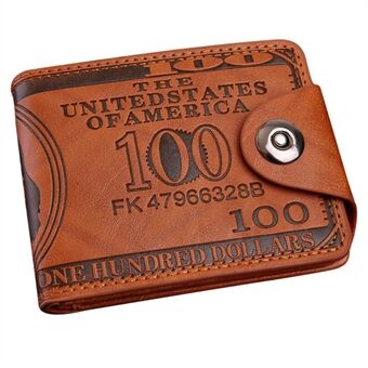 Kreativ herrplånbok plånbok i PU-läder med motiv av 100-dollarssedelar och kortfack.