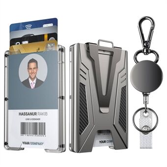 KB004 Metall + PC visitkortshållare ID Kreditkortsförvaringsfodral med pengarklämma och infällbar nyckelring
