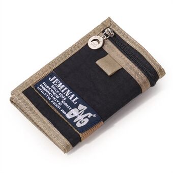 JEMINAL 21508# Magic Tape Closure Trifold Canvas Outdoor Sports Plånbok Myntväska med blixtlåsficka för pojkar