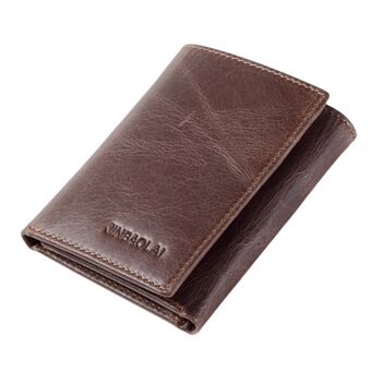 JINBAOLAI Top Layer Kohud Läder Kort Plånbok Tri-fold plånbok för män - Kaffe