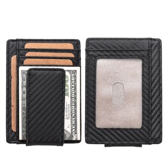 119 # Äkta läder kolfibertextur RFID-skyddad plånbok med fotofack