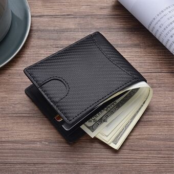 Kolfiberstruktur RFID-blockerande plånbok för män i äkta läder dubbelvikt handväska