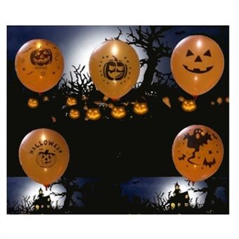 5 stycken Halloween Luminous Balloon LED Flash Balloons (Slumpmässig färg, slumpmässigt mönster)