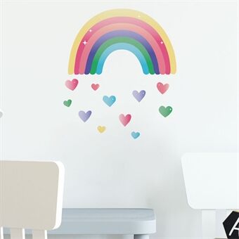 FX-F08 1 set avtagbara väggdekaler för barnkammare Tecknad regnbåge Färgglad Love Tapeter Barnrumskonstdekor (ingen EN71-certifiering)