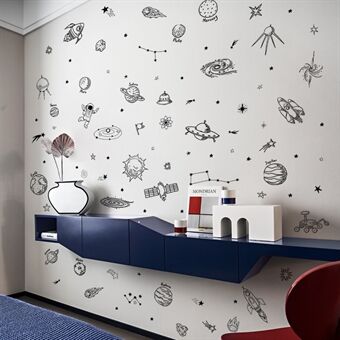 MS8069-NH 4st/set Kids Väggdekorativa klistermärken i sovrummet Cartoon Universe Planet väggdekaler (ingen EN71-certifiering)