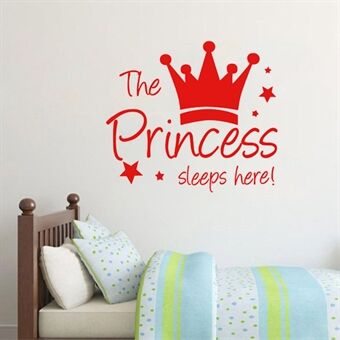 YJ912 1 set Princess Crown väggdekor PVC klistermärke väggdekoration för Kids sovrum (ingen EN71 certifiering), 28x32cm