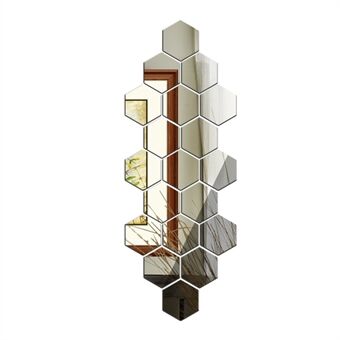 H01209 12 st 20 x 17,3 x 10 cm Hexagon spegel väggdekaler för vardagsrum, sovrum Akryl spegelset väggdekal