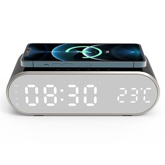 W628 Alarm Clock 15W Wireless Charger Thermometer Calendar Snooze Functions Alarm
