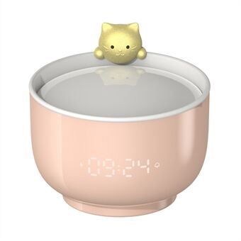 217 Cute Cat LED Nattljus Digital Väckarklocka USB Laddning Tre-nivå dimning Baby Matningslampa