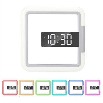 TS-S28 Fyrkantig digital väggklocka Alarmspegel ihålig 7 färger Temperatur Nattljus med fjärrkontroll