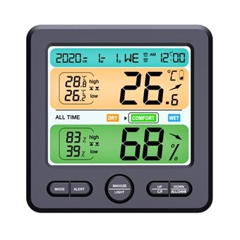 TS-6211 LCD väggmonterad skrivbord inomhus med hög Precision termometer Hygrometer Elektronisk väckarklocka för hushåll