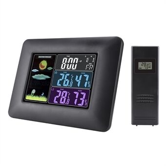 TS-A97 Multifunktionell trådlös väderklocka Färgskärm Väderprognos Väggmonterad klocka inomhus och Outdoor temperatur luftfuktighet display väckarklocka