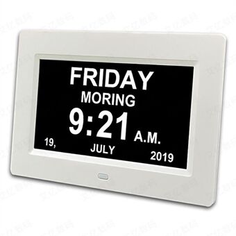 Väckarklocka Digital kalenderdagklocka 7-tums stor display Programmerbar medicinpåminnelse, EU-kontakt