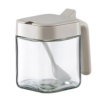 AAB022 Transparent glaskryddorask med sked och Hanlde kryddburk-kryddflaska (BPA-fri, ingen FDA-certifiering)