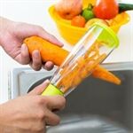 Manuell Potatis-/Grönsaks-/Fruktskalare i Rostfritt Stål - Med Behållare