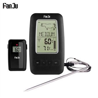 FANJU FJ2245 Digital Thermometer Wireless Temperature Gauge Meter Cooking Barbecue Grill Thermometer