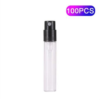 100 st 1 ml Resetransparent glas parfym påfyllningsbar flaska Mini portabel sprayflaska - svart