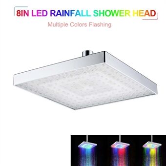 LED Head fyrkantigt Head Automatiskt RGB färgskiftande temperatursensor duschhuvud för badrum