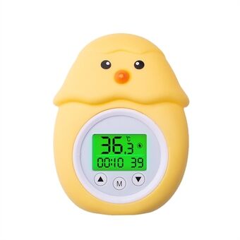 Badtermometer i kycklingform med rumstemperatur Trefärgad bakgrundsbelyst display Vattentemperaturtermometer
