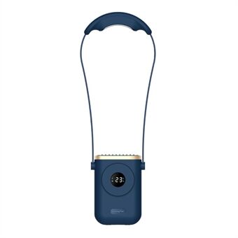 Bladlös bärbar halsfläkt USB uppladdningsbar handsfree 3 vindhastigheter personlig kylfläkt kylning med bildskärm